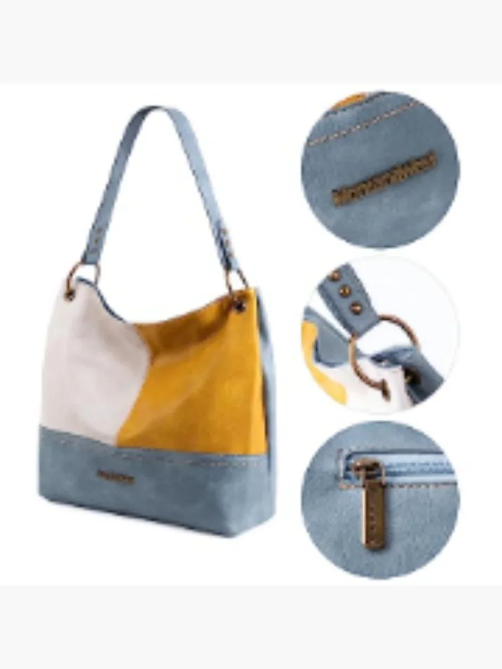 Women's Hobo Shoulder Bag Slouchy Tote Vegan Leather Large Capacity Zip Top